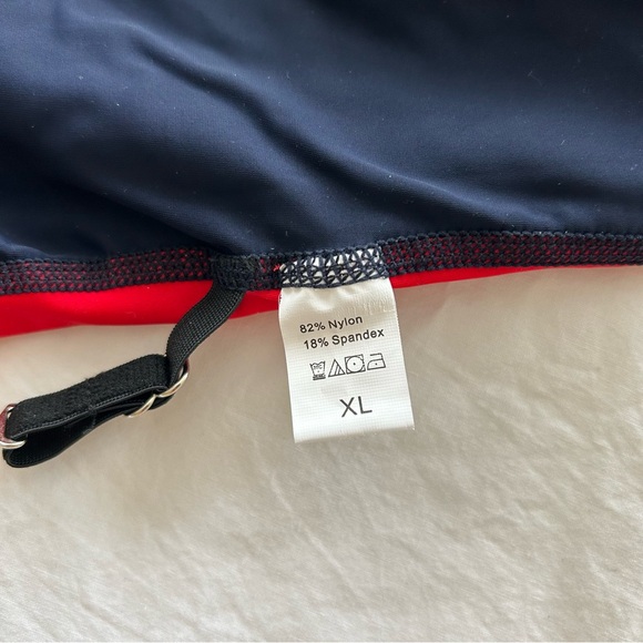 Women navy blue with red/white stripes two pieces swimsuit top and bottom - Picture 4 of 4